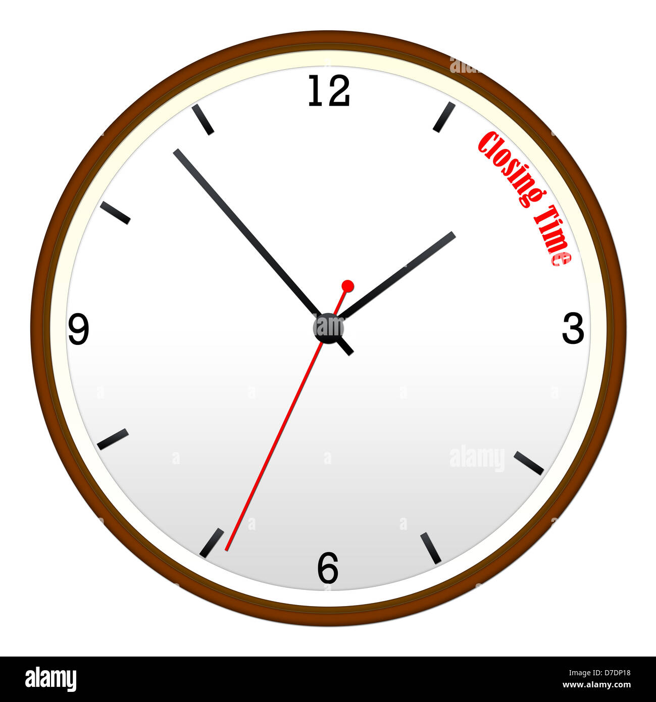 Tempo di chiusura Orologio da parete con ore, minuti e secondi della mano. Foto Stock