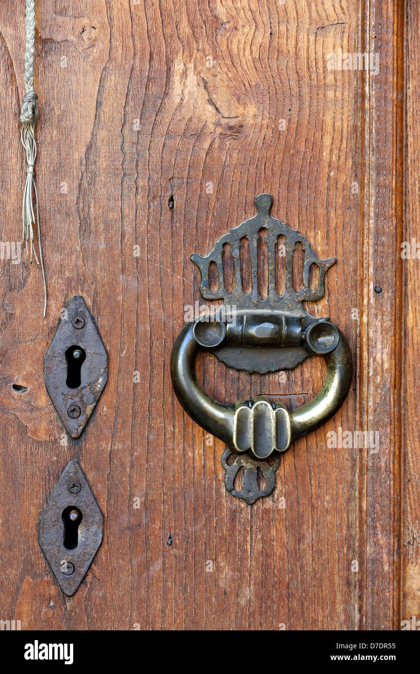 Vista macro della maniglia della porta Foto Stock
