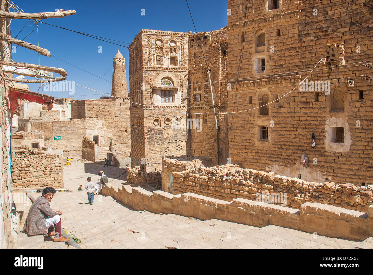 Shibam village street in Yemen Foto Stock