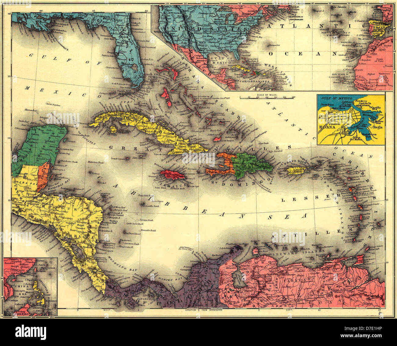 Mappa di West Indies, circa 1898 Foto Stock