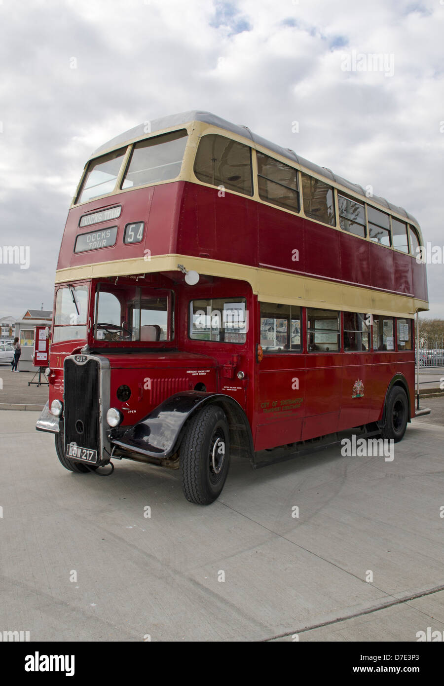 Southampton corperation bus rosso a due piani Foto Stock