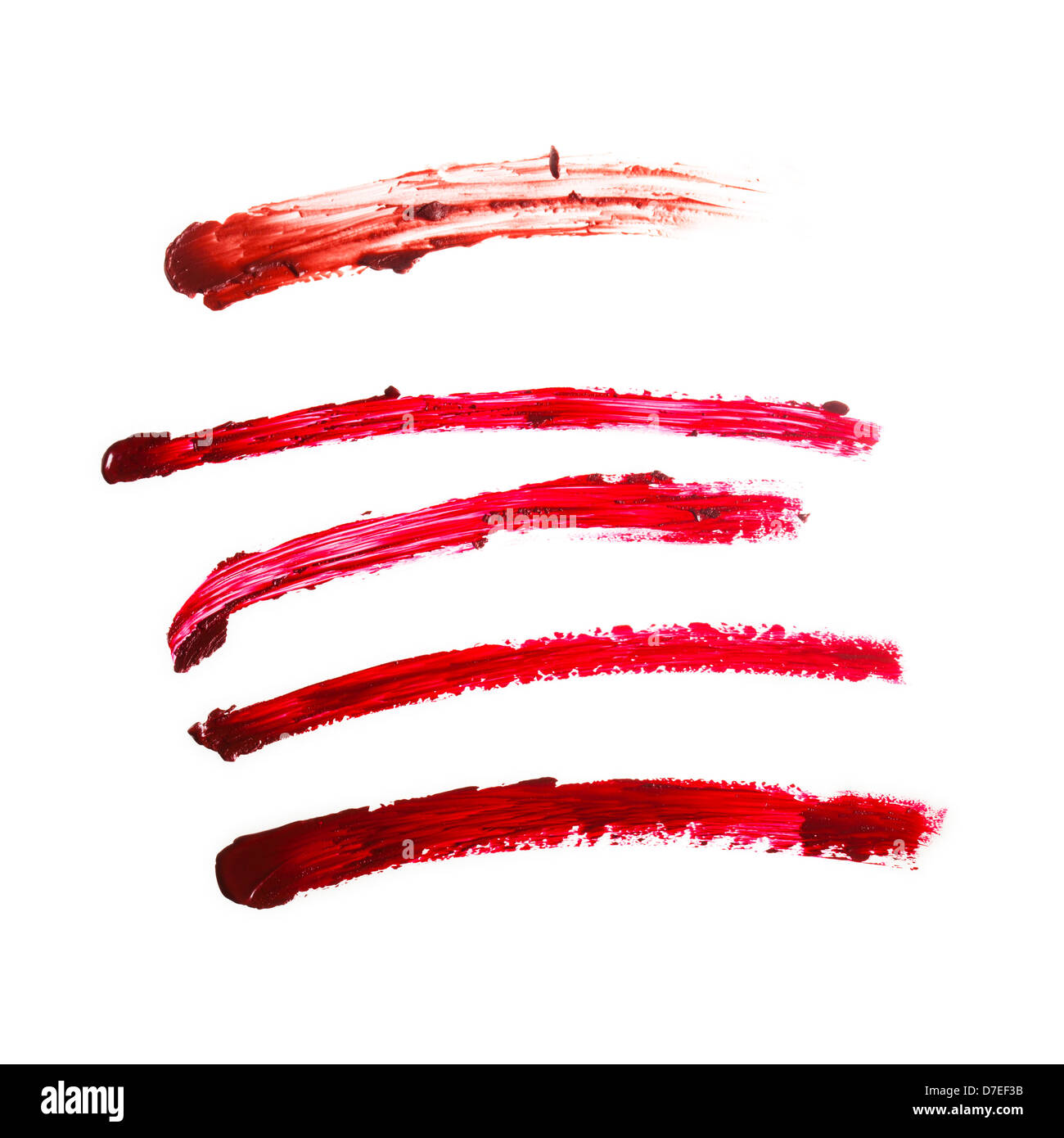 Il rossetto colpi su sfondo bianco Foto Stock