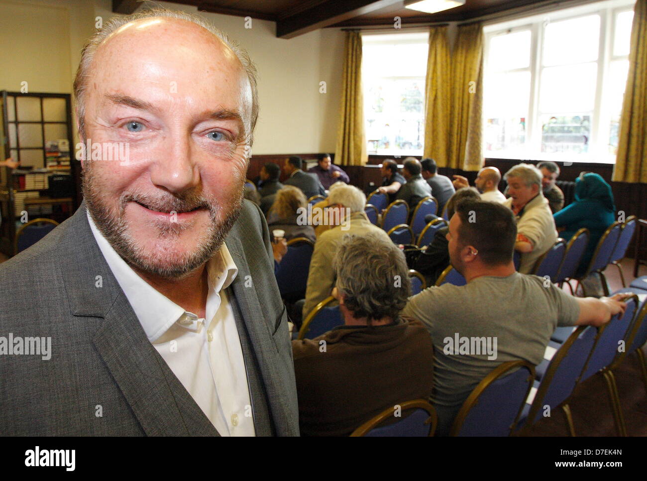 George Galloway al lancio del rispetto del partito Rotherham branch, Talbot Lane Chiesa Metodista, South Yorkshire, Regno Unito Foto Stock