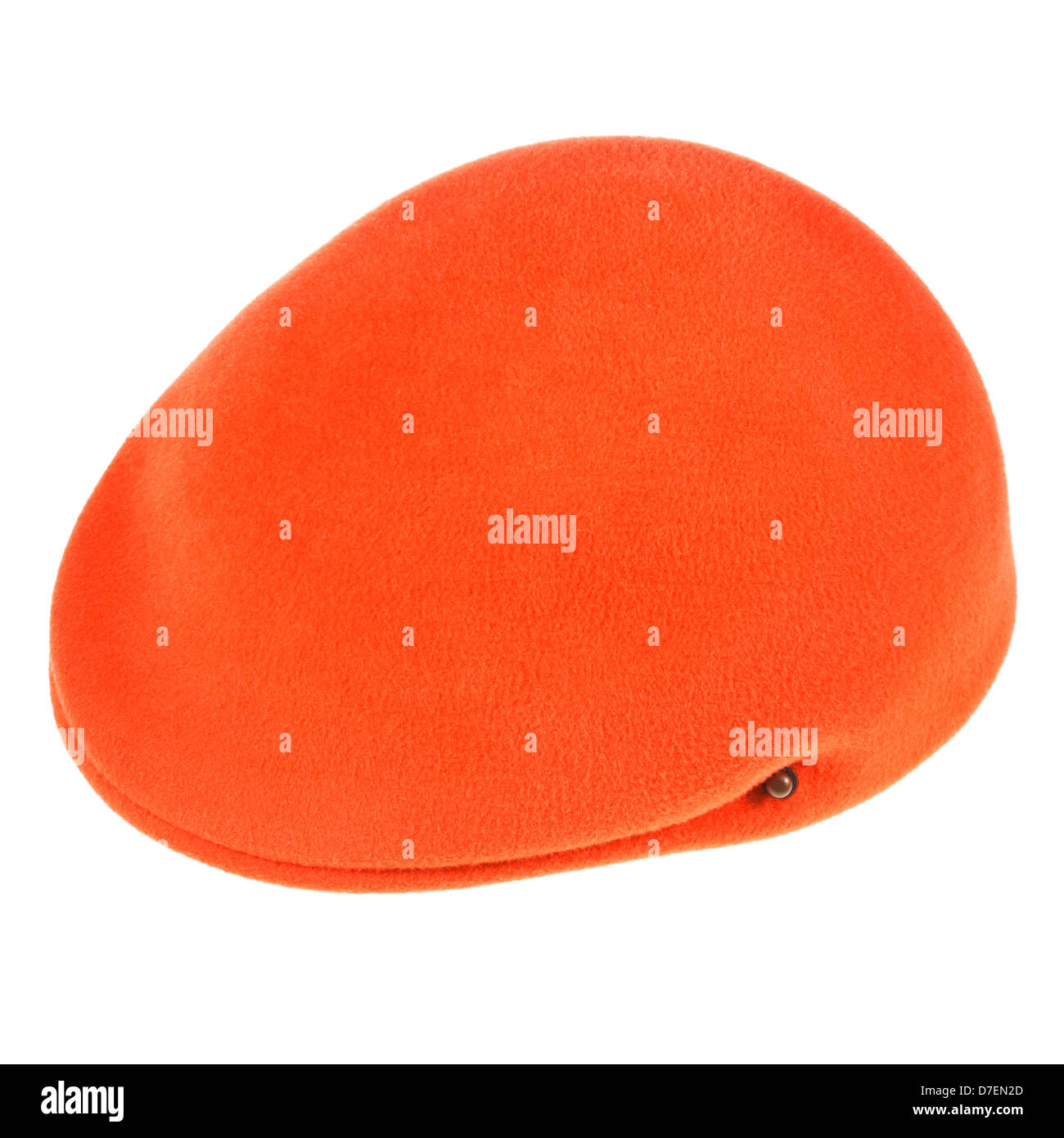 Feltro arancione tappo piatto bunnet isolati su sfondo bianco Foto Stock