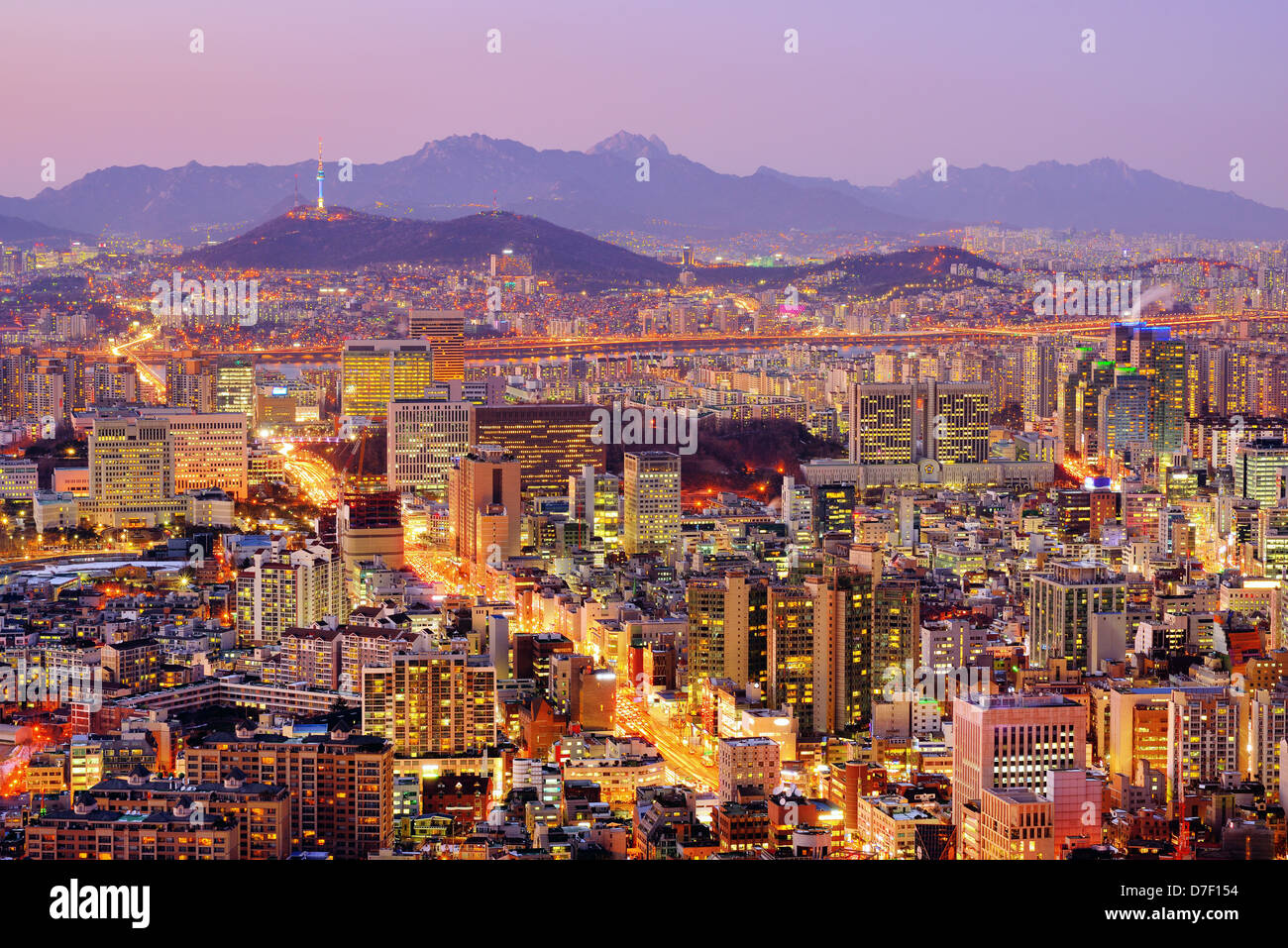 Skyline del centro di Seoul, Corea del Sud Foto Stock