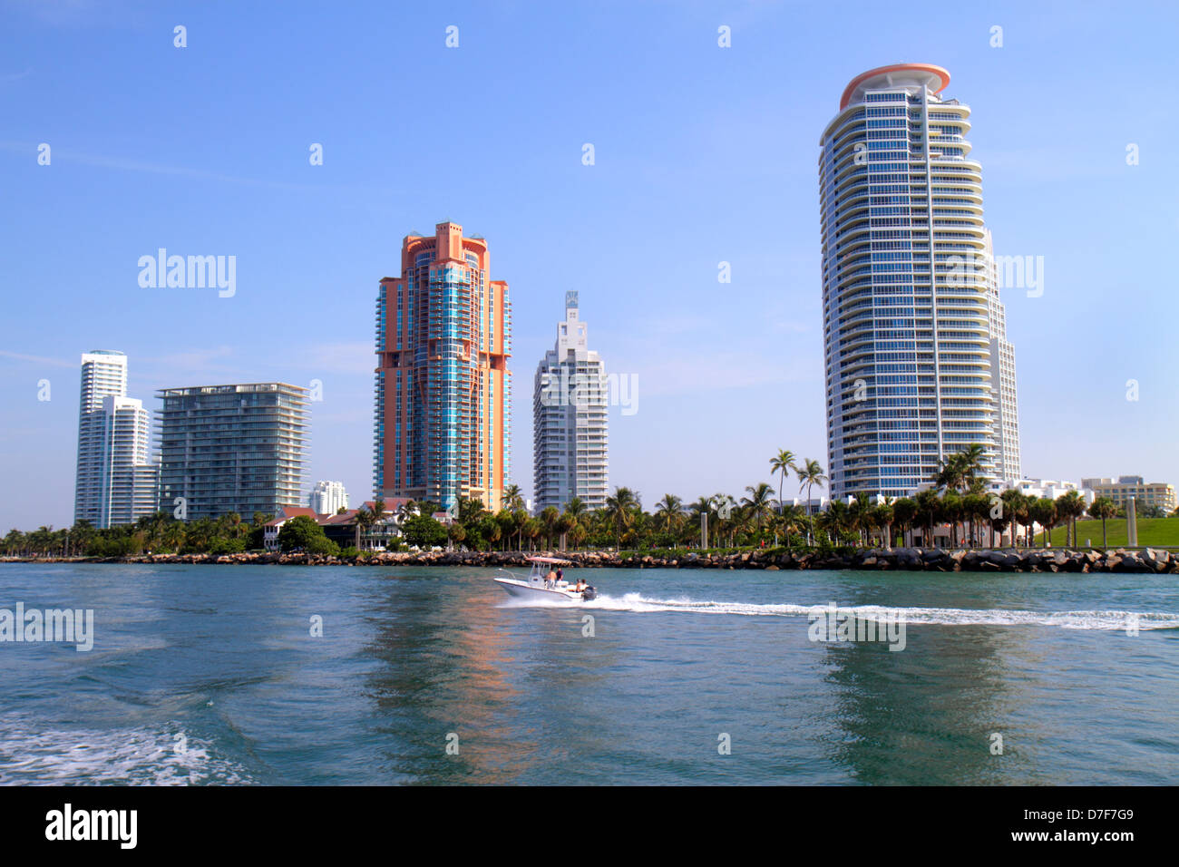 Miami Beach Florida,Water,Government Cut,South Pointe SoFi,Point,condomini condomini condomini residence residence appartamenti Fla Foto Stock