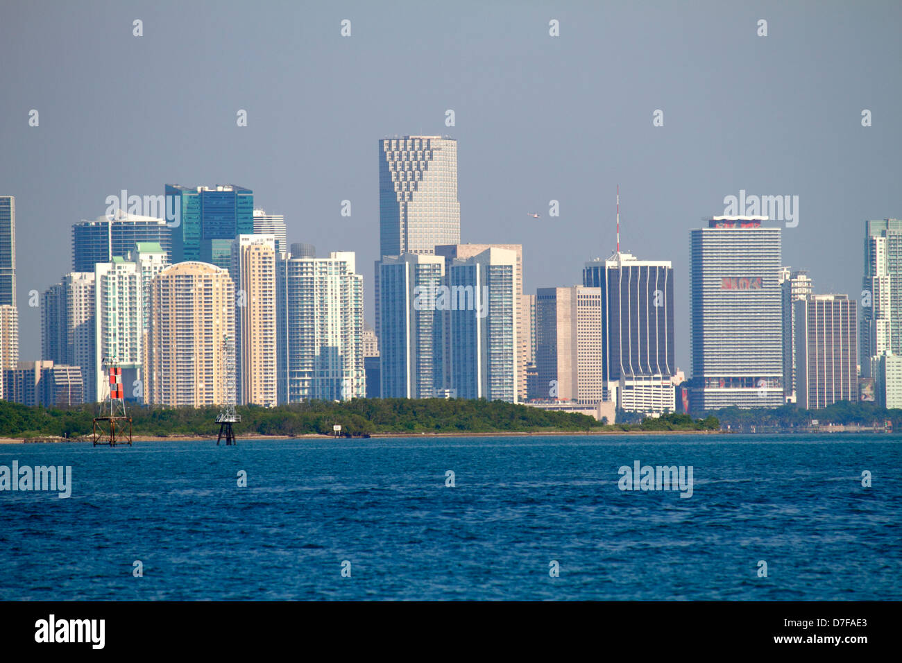 Miami Florida, Atlantic Ocean Water Downtown, skyline città, alto edificio, edifici condominali, skyline città, Southeast Financial Center, c. Foto Stock