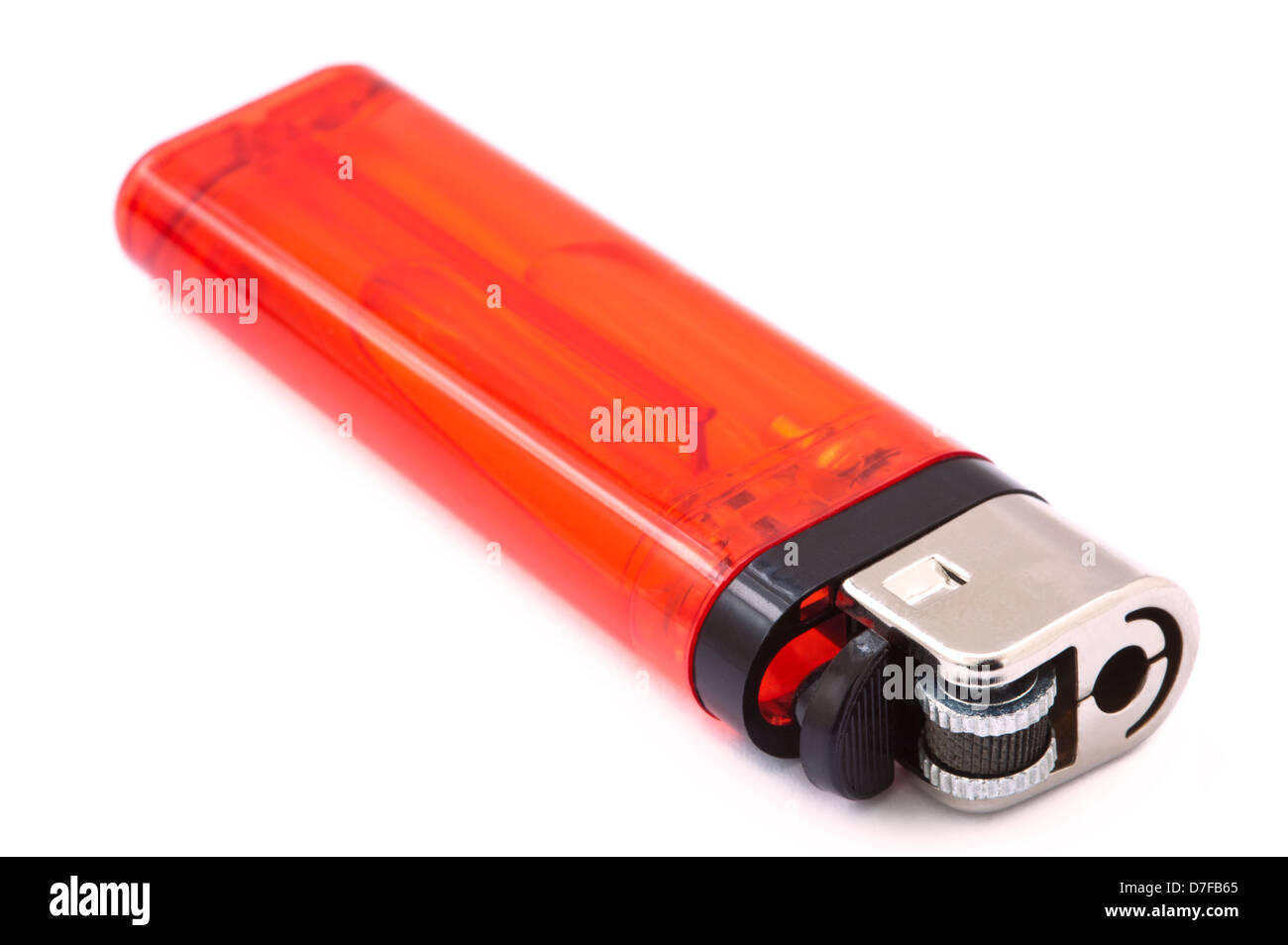 Semi-trasparente blu semplice accendino isolati su sfondo bianco. Foto Stock