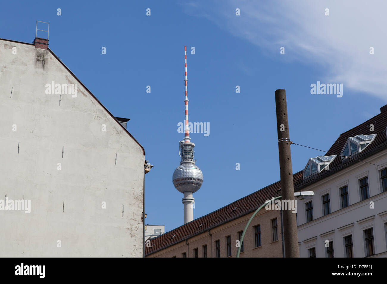 La torre della televisione di Berlino sull'ex DDR massa, Germania Foto Stock