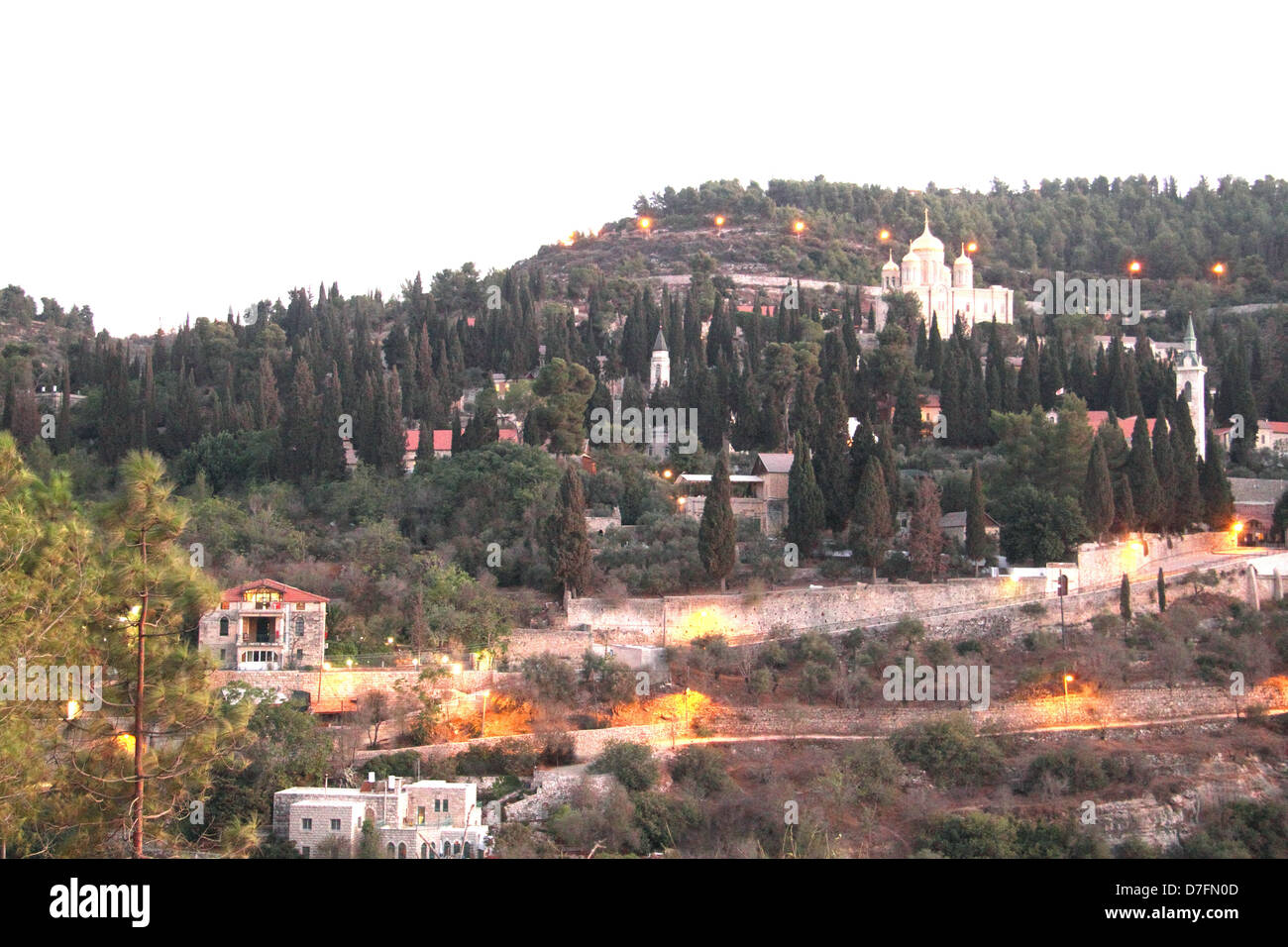 Vista di Ein Kerem sulle colline di Gerusalemme Foto Stock