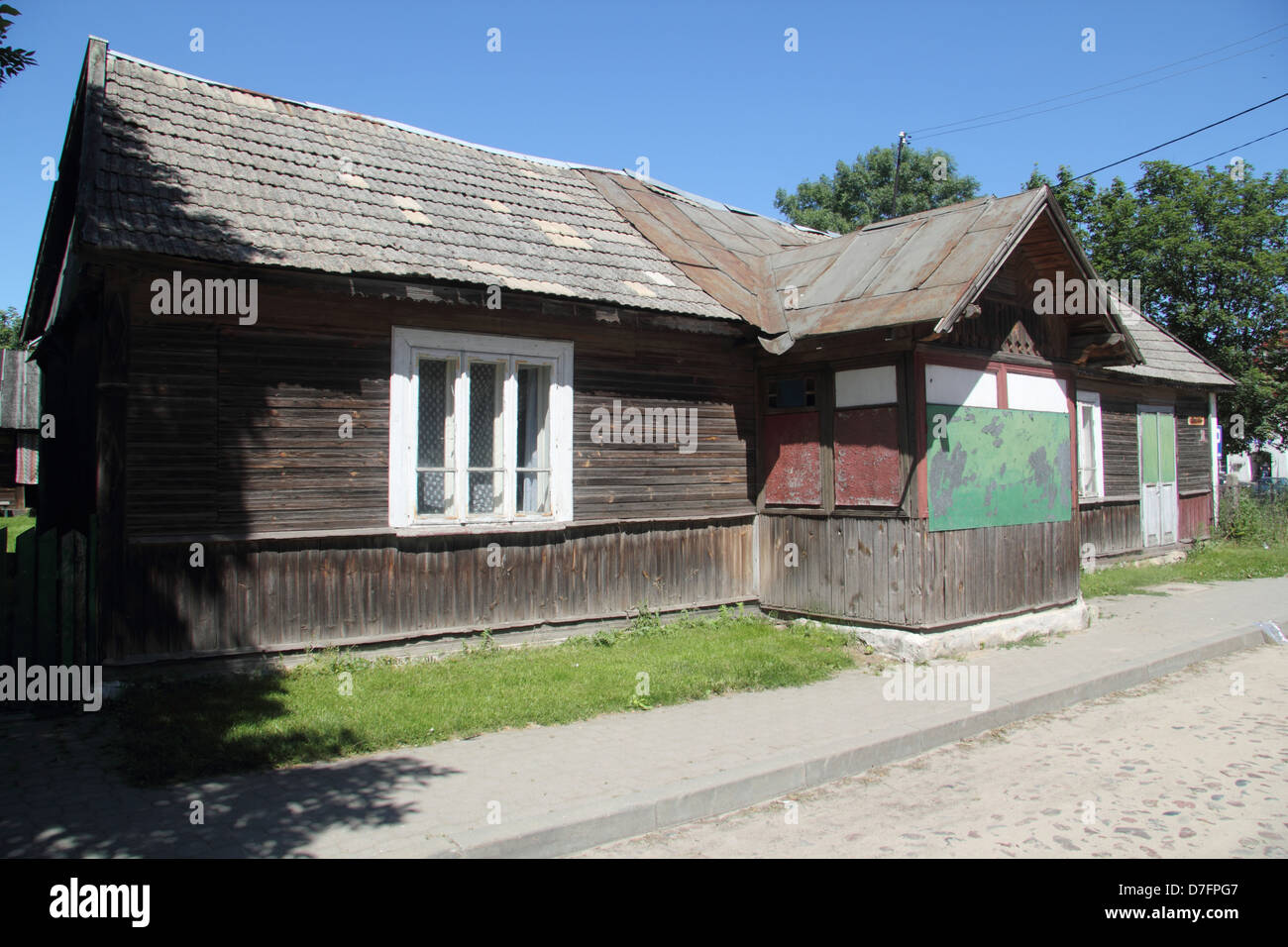 Il Rabbi di casa in legno in Tykocin, Polonia, dove ha vissuto prima della Shoah (Shoah) Foto Stock