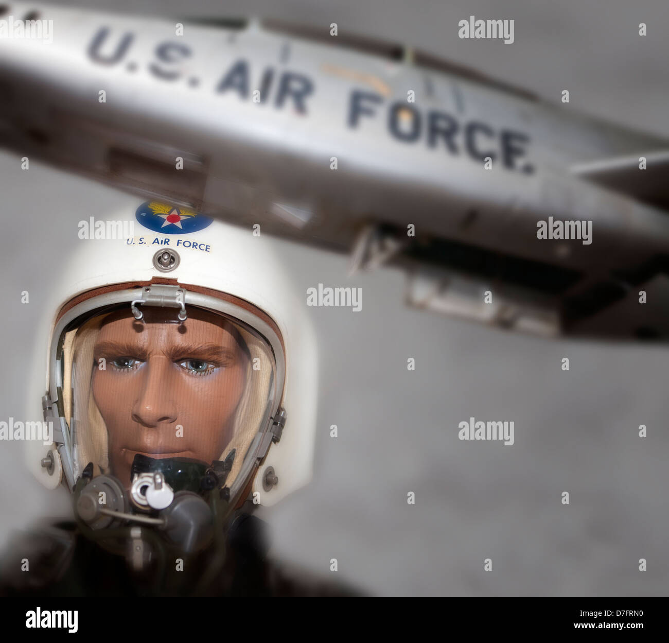 Modello di un pilota da caccia con una pressione suit, US Air Force, Collezione aerei Hermeskeil, Germania, Europa Foto Stock