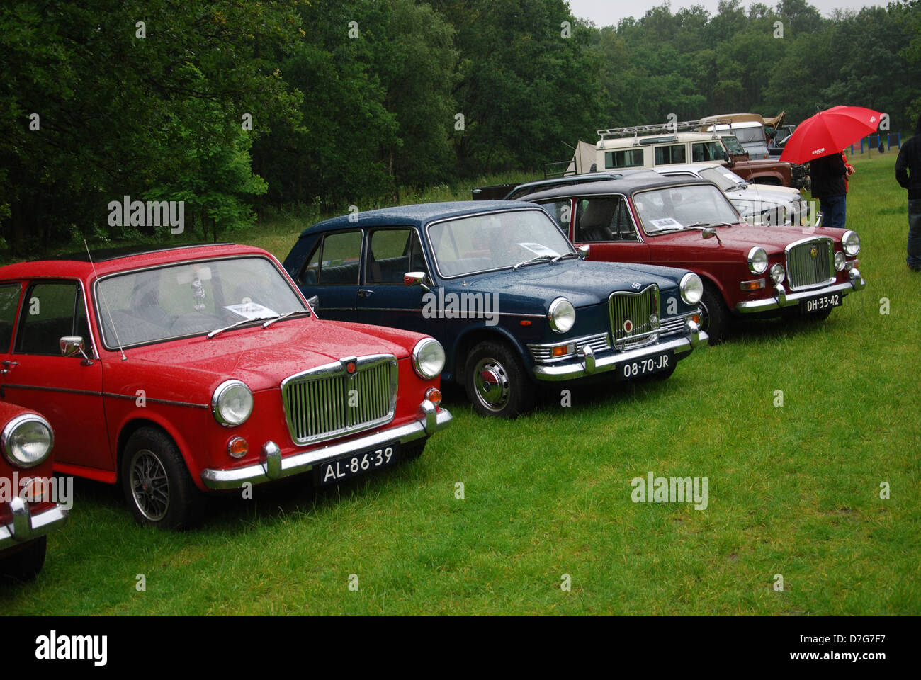 Linea di BMC Classic Cars in Olandese Classic Car show Foto Stock