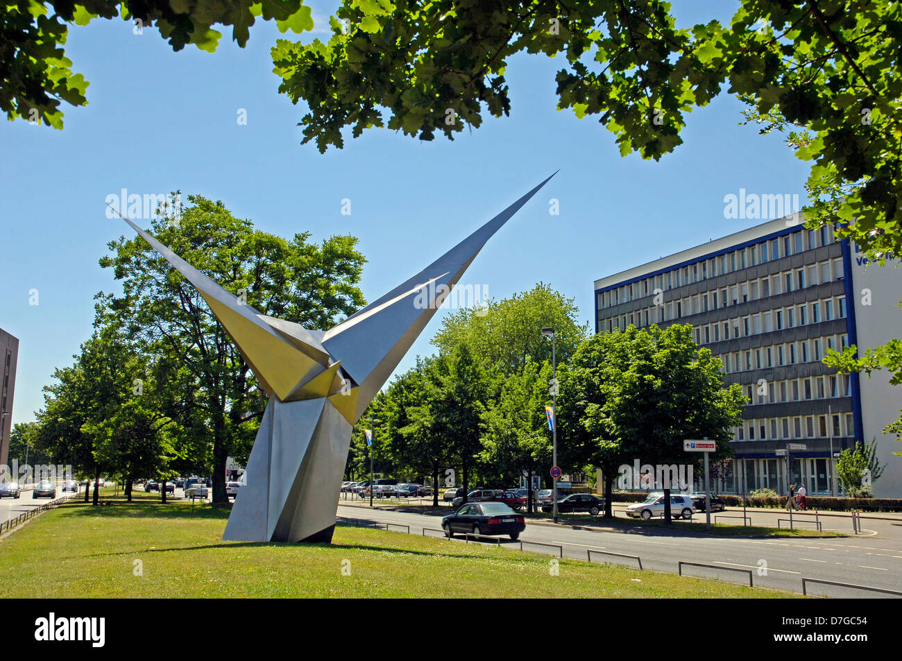 Germania, Bassa Sassonia, Hannover, scultura miglio, arte moderna, Erich Hauser: angelo in acciaio Foto Stock