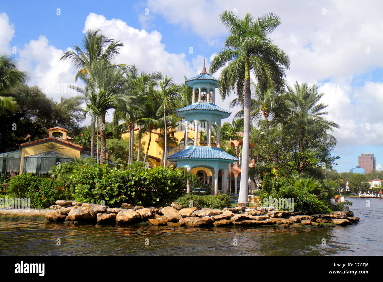 Ft. Fort Lauderdale Florida,New River,Waterfront,home,casa case case residenza residenza residenza residenza residenza residenza, palma, gazebo, Ponce de Leon Drive,FL120929070 Foto Stock