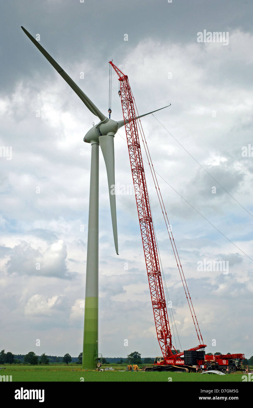 Costruzione di un mulino a vento, Germania, energia Foto Stock