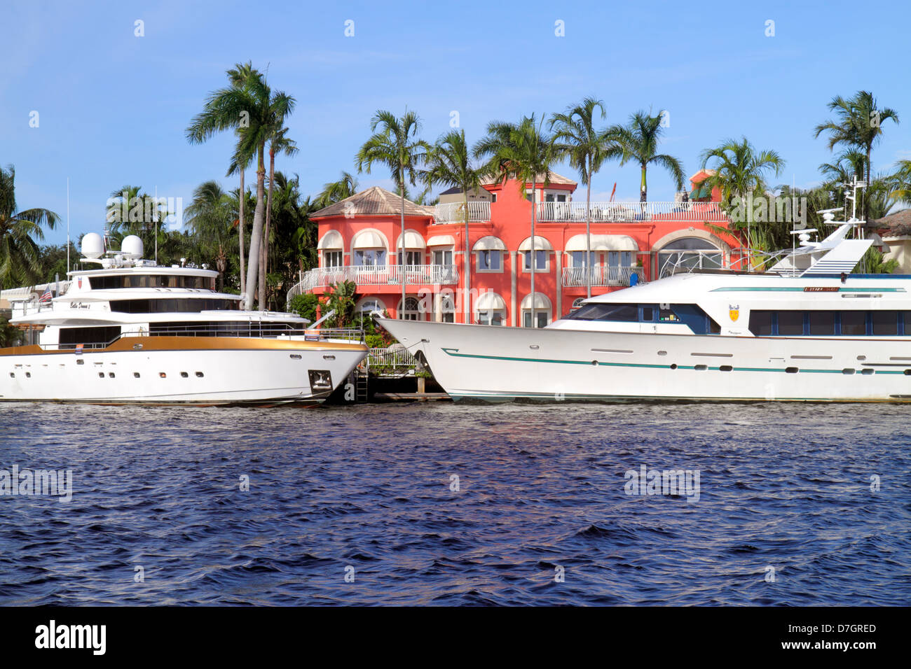 Florida, Broward, ft. Fort Lauderdale,barca Intracoastal,mega yacht,super,grande,lusso,casa case residenza case residenza,residenza,acqua,FL120929170 Foto Stock