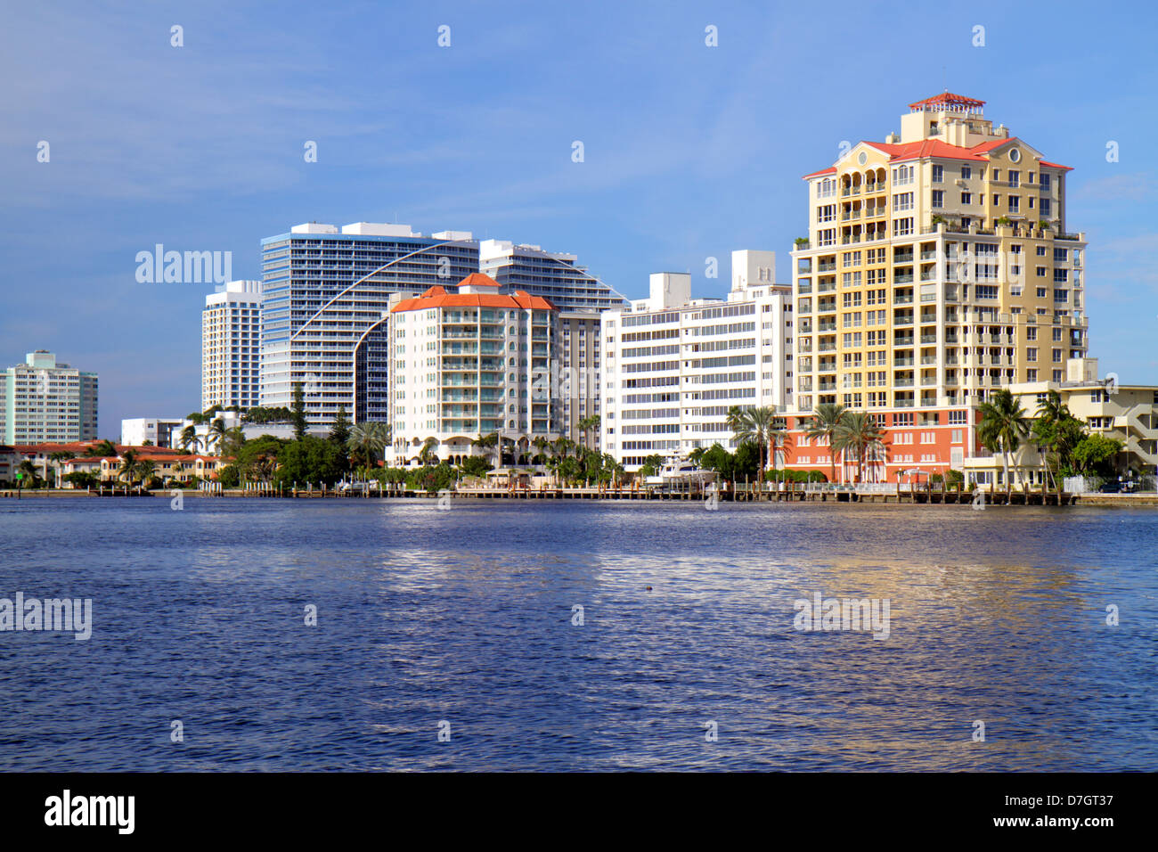 Ft. Fort Lauderdale Florida, Intracoastal New River Sound, acqua, Alhambra Place, grattacielo alto grattacieli costruire edifici condominio residenti Foto Stock