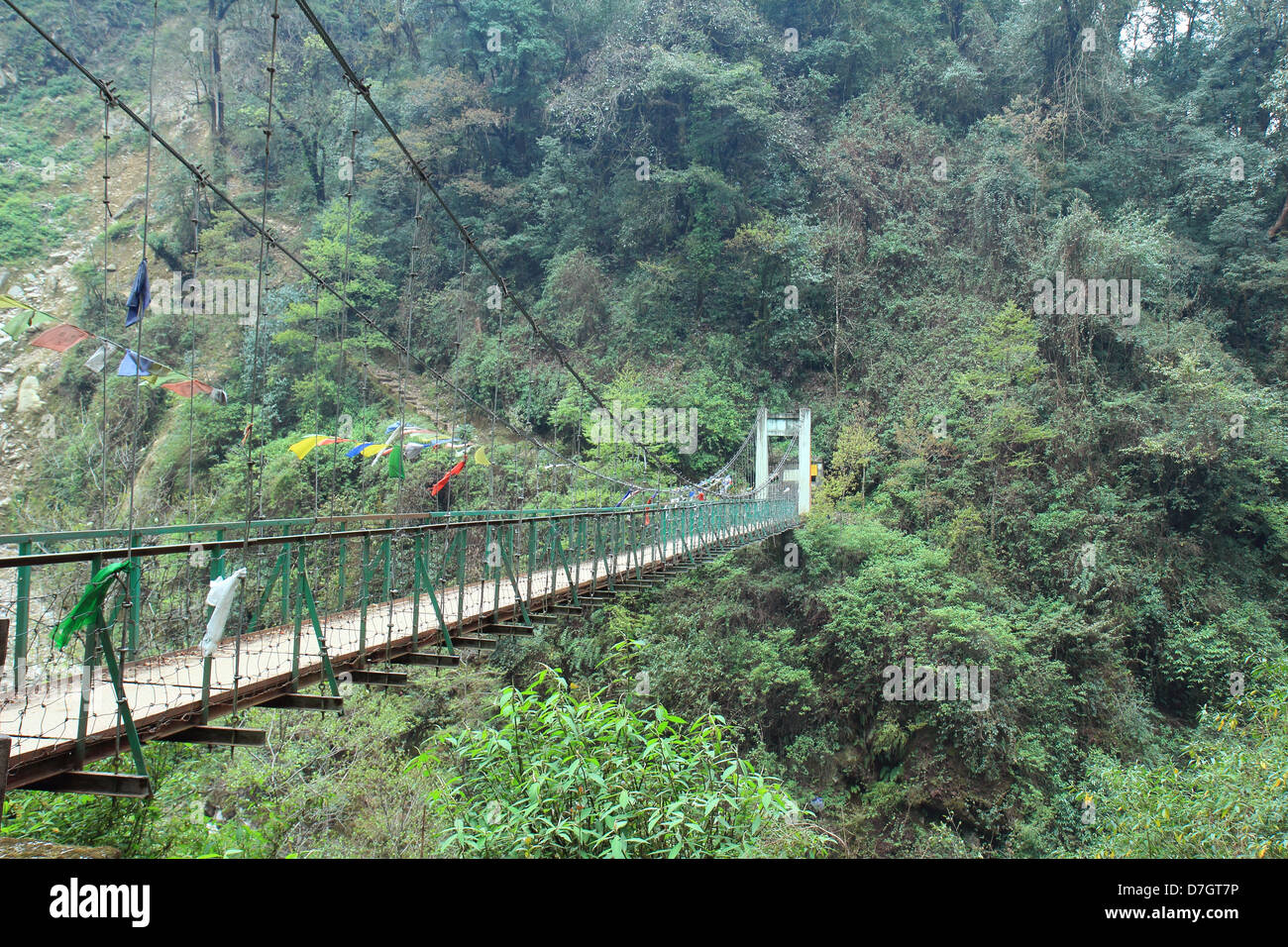 Ponte di Kangchendzonga Parco Nazione . Che è il sentiero per viaggiatori vai al picco di Kangchendzonga Foto Stock
