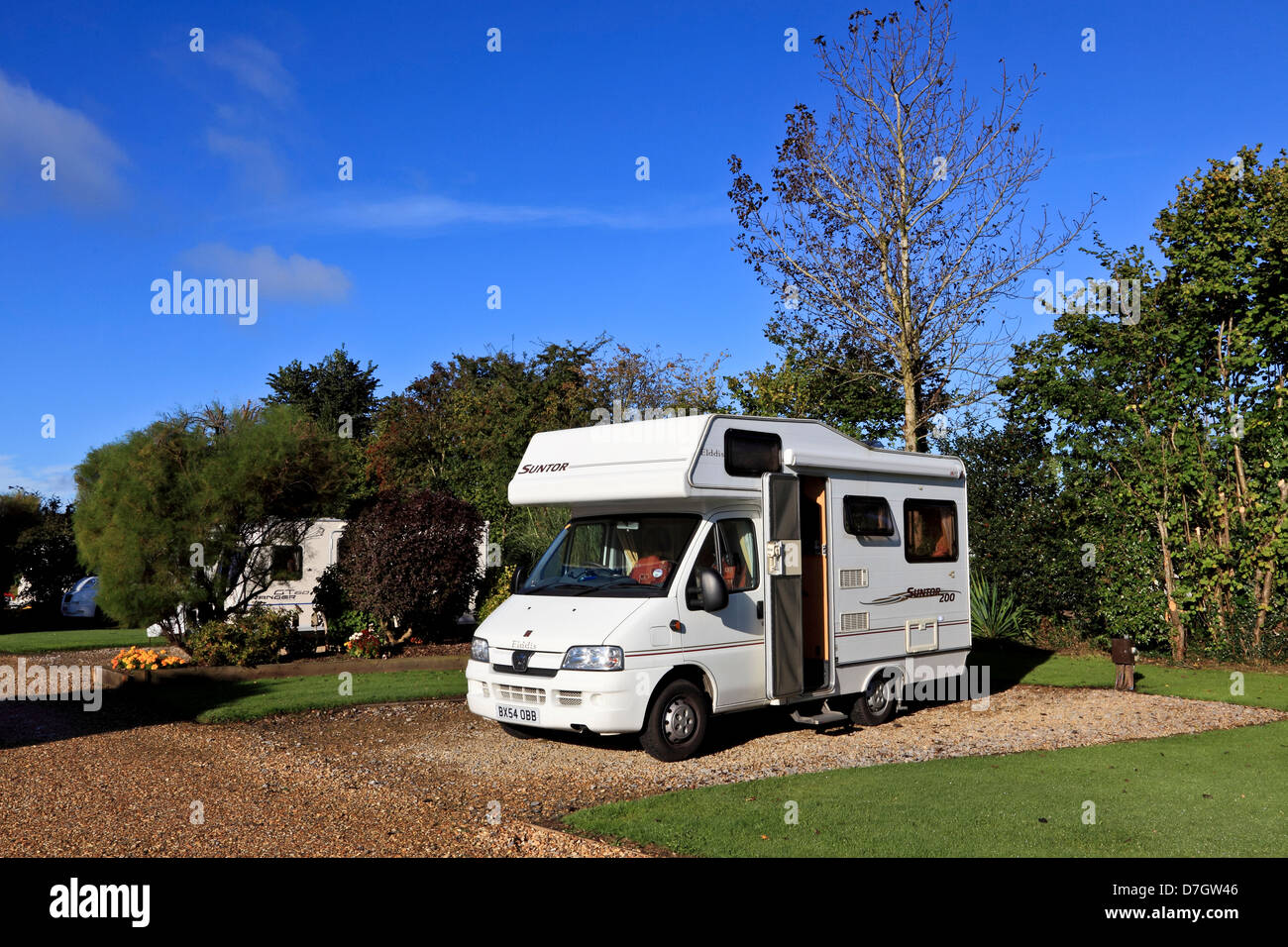 8864. Chew Valley Camp Site, (Caravan Club), Somerset, Inghilterra, Regno Unito Foto Stock