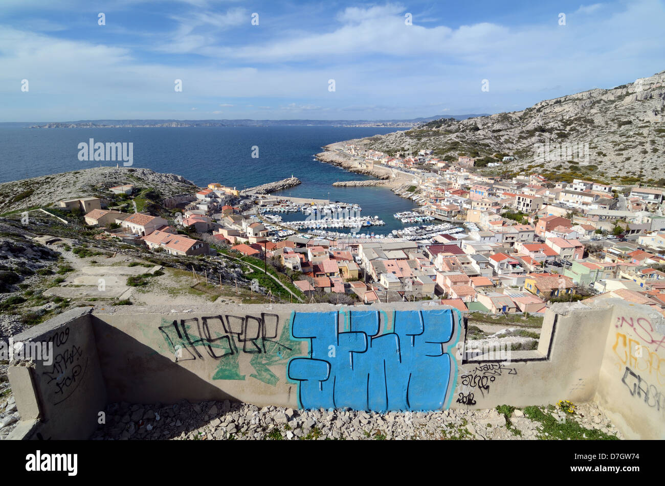 Les Goudes Coastal Village E Port Marseille Provencefrance Foto Stock