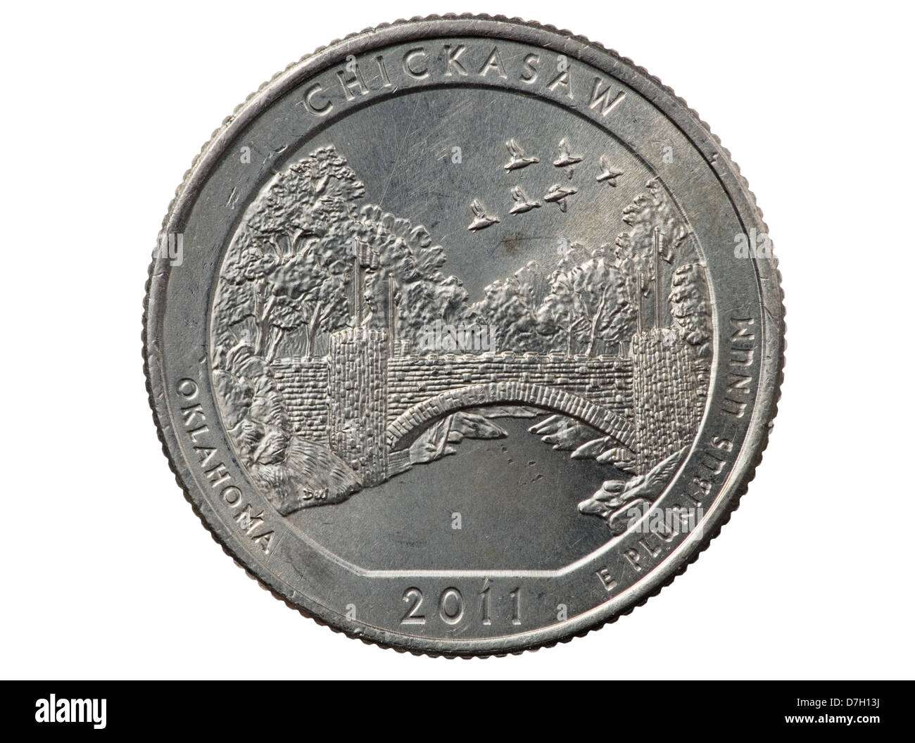 Chickasaw Oklahoma State trimestre commemorative coin isolati su sfondo bianco Foto Stock