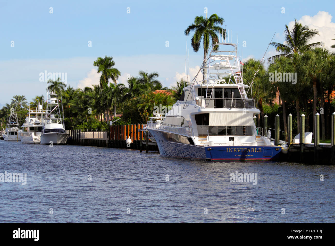 Florida ft. Fort Lauderdale, Intracoastal New River Water Sound, grande, yacht, barche, visitatori viaggio viaggio turismo turistico turistico punto di riferimento cul Foto Stock