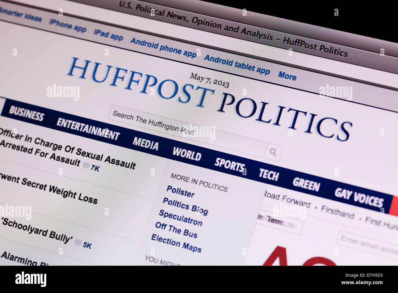 Huffington Post politica sito web sullo schermo Foto Stock