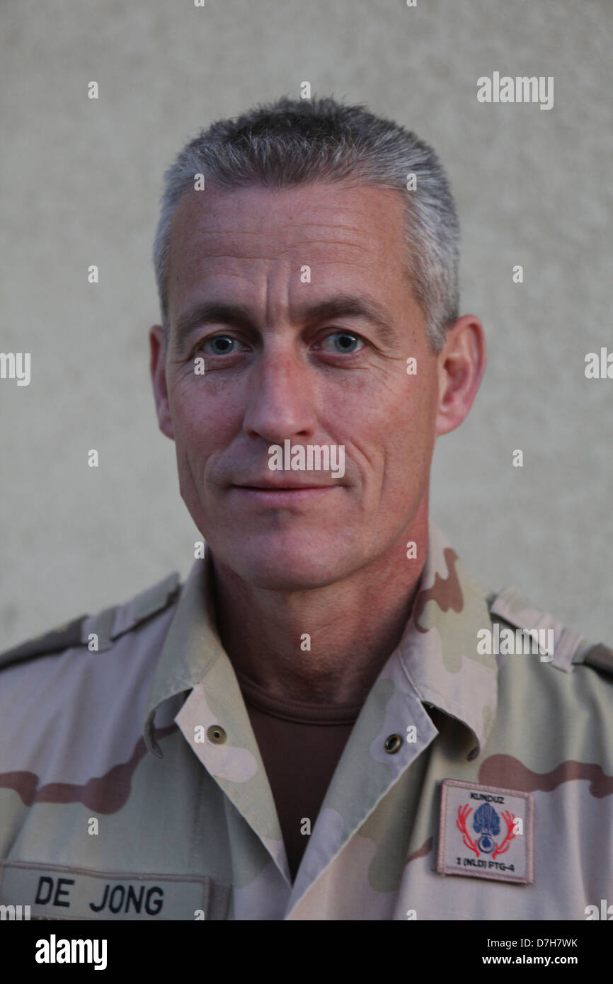 Roland de Jong, comandante PTG4, olandese truppe a Kunduz. Foto Stock