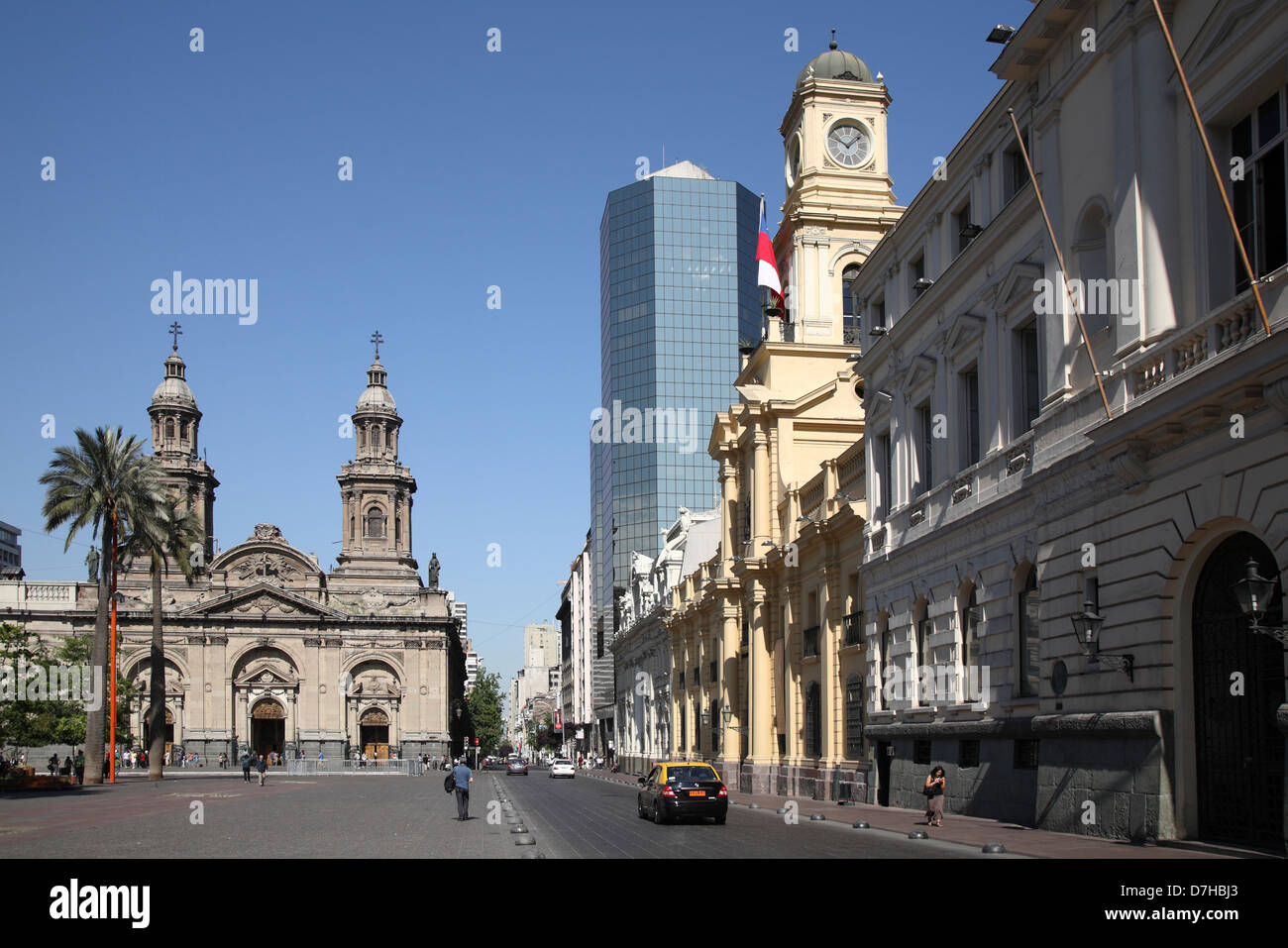 Santiago de Cile Plaza de Armas Cattedrale Palacio de la Vera Audieca Museo storico municipio Foto Stock