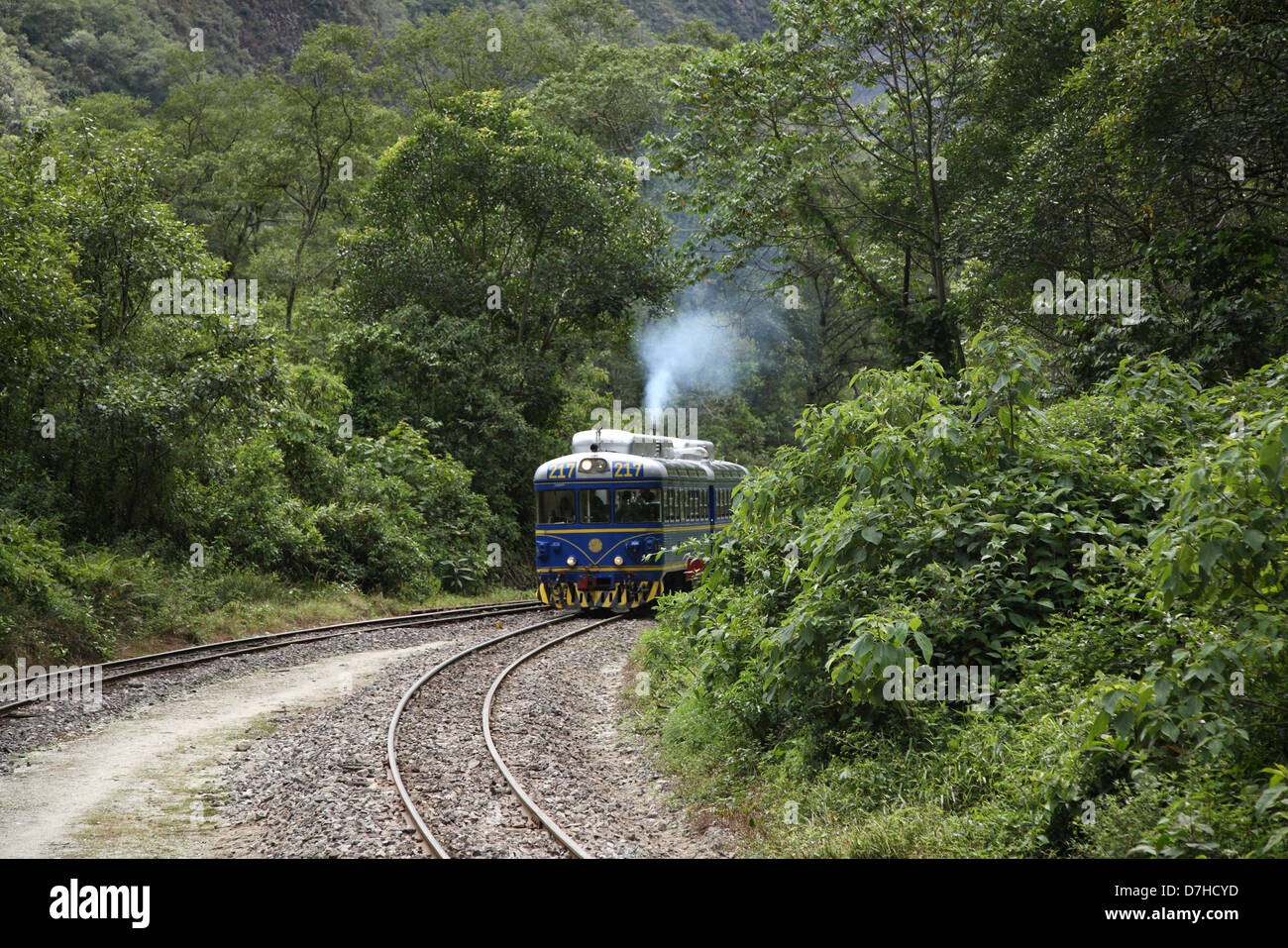 Il Perù Anden Valle di Urubamba Perù TRENO Ferrovia Foto Stock