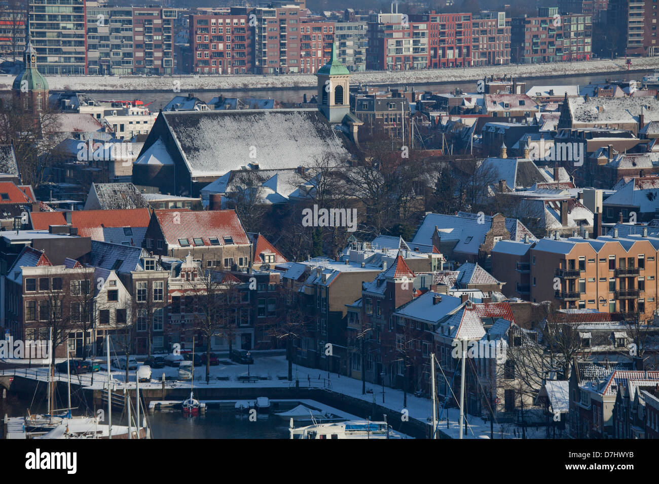 Vista dal 'Grote Kerk' a Dordrecht, Olanda Foto Stock