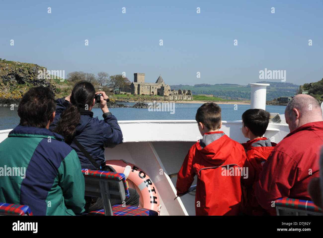 Gita in barca a Inchcolm Isola, Scotland, Regno Unito. Foto Stock