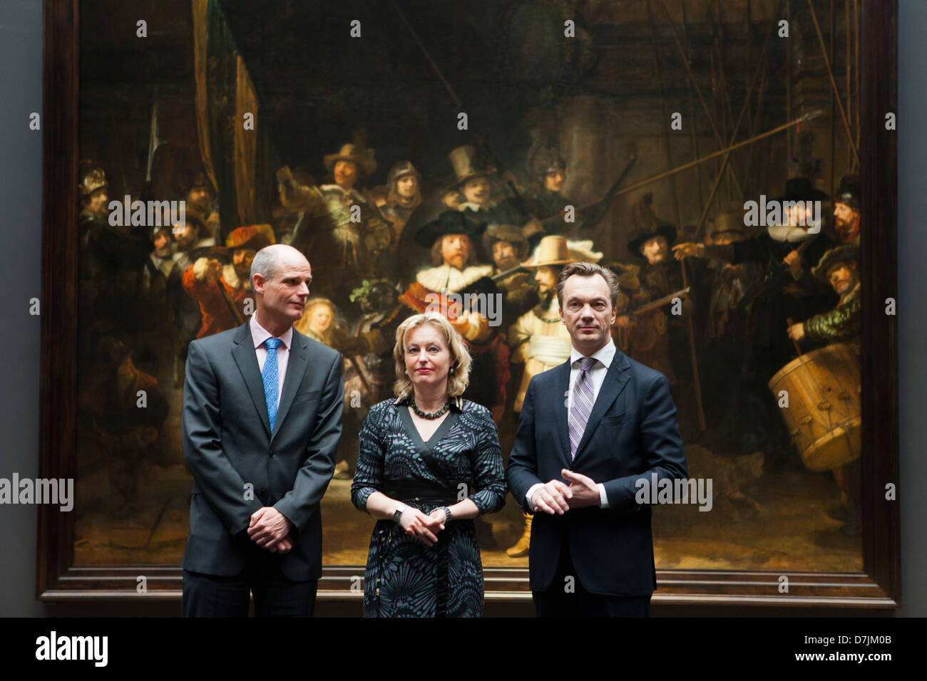 Ministro olandese dell'istruzione, della cultura e delle scienze: Jet Bussemaker in apertura del Rijksmuseum di Amsterdam Foto Stock