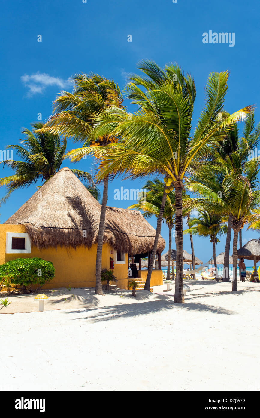 Mahekal Beach Resort, stile cabana alloggio sulla spiaggia di Playa del Carmen, Messico Foto Stock