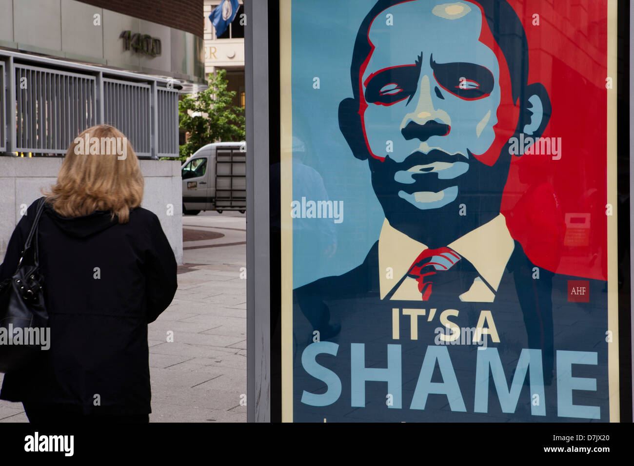 Si tratta di una vergogna Obama annuncio in Washington, DC Foto Stock