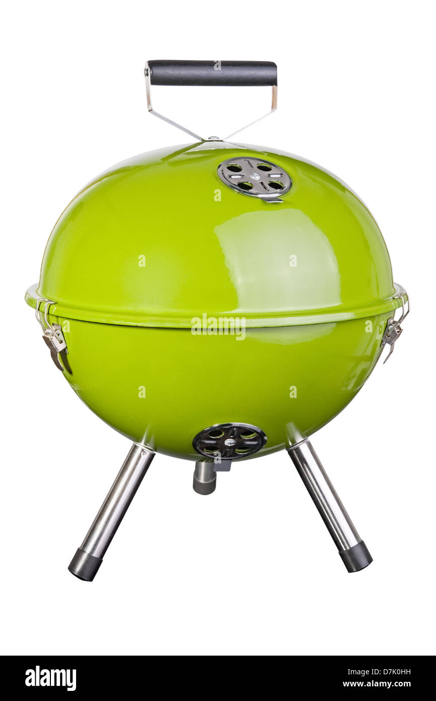 Bollitore grill barbecue con coperchio isolato su bianco Foto Stock