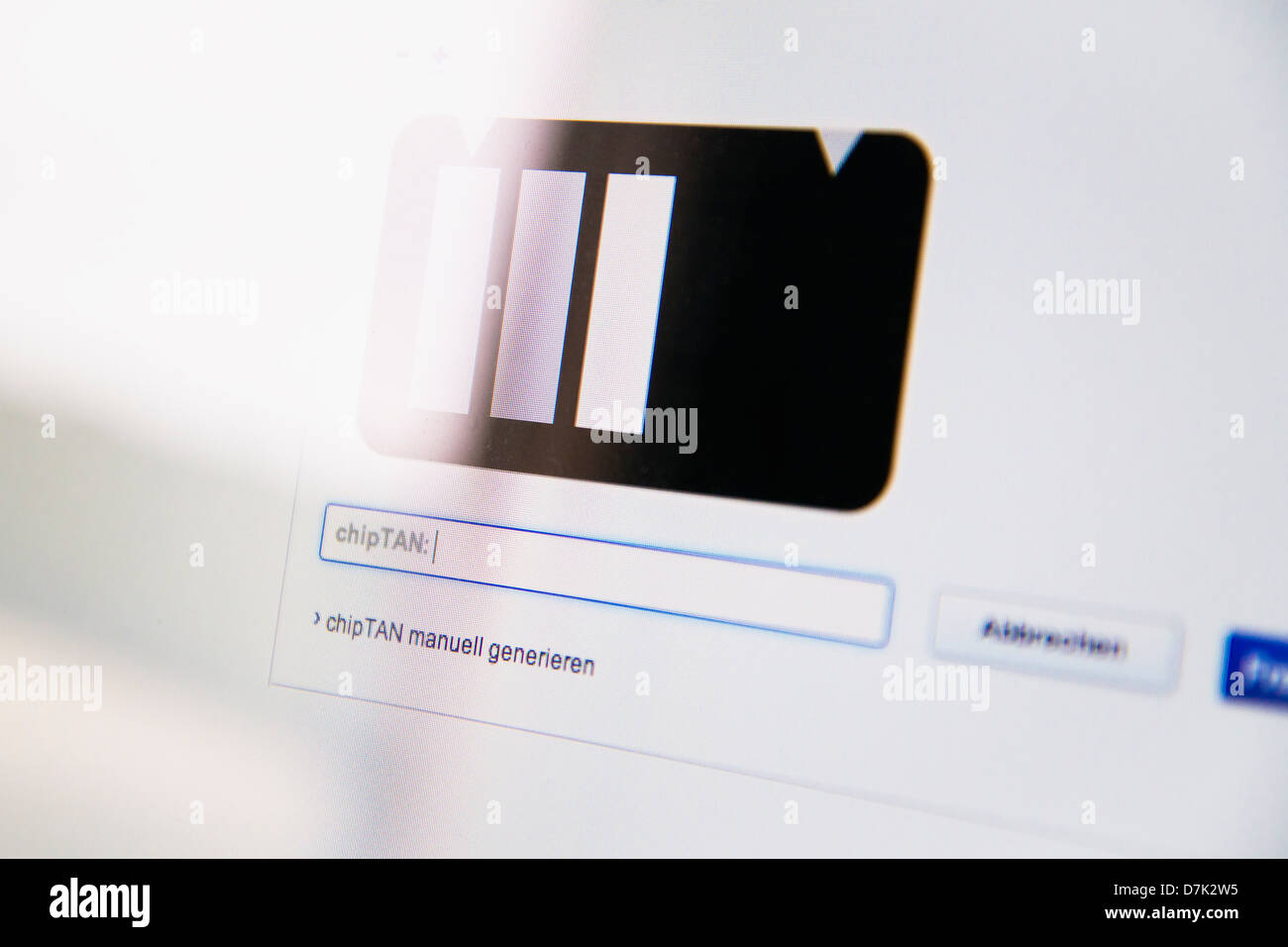 Screen shot di online banking system con TAN numero ingresso Foto Stock