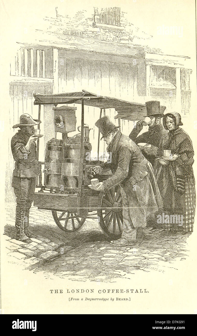 The London Coffee Stall in the Publishers' Circular da un daguerreotipo di Beard circa 1875 Foto Stock