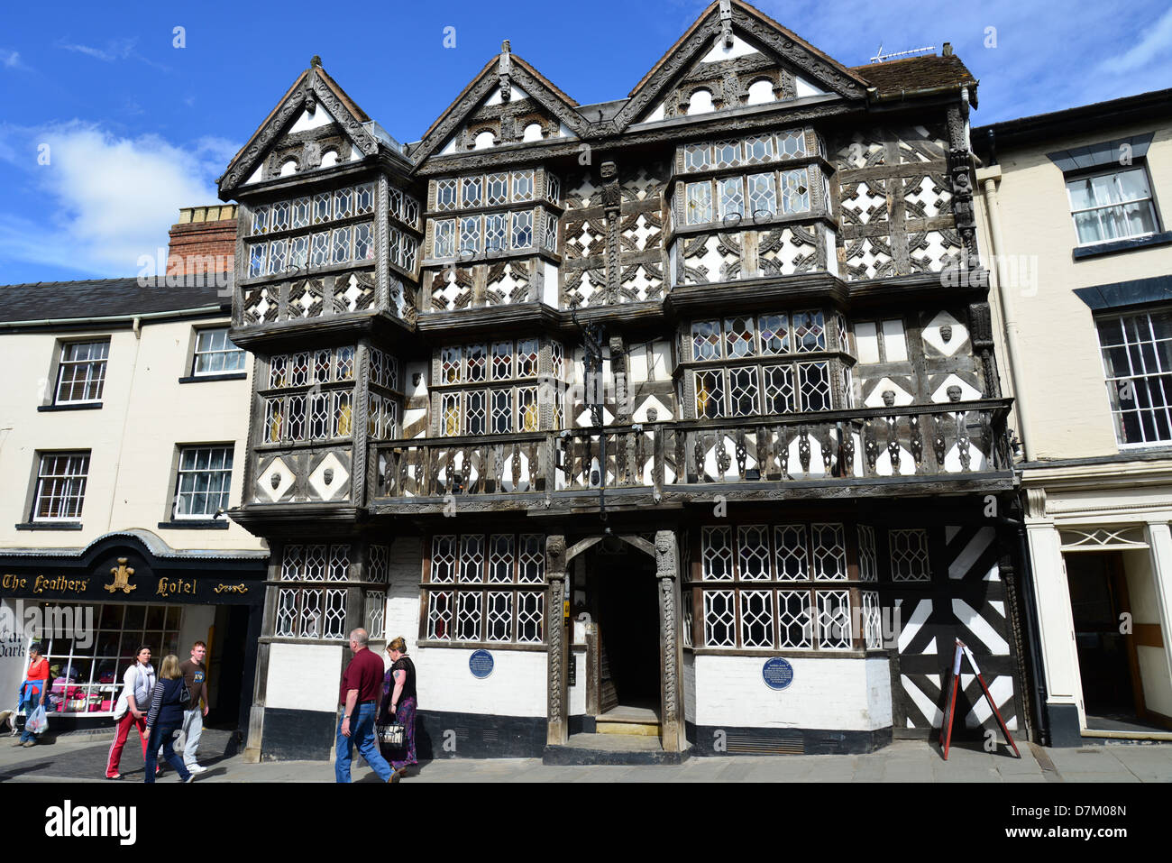 Xvii secolo Il Feathers Hotel, Bull Ring, Ludlow, Shropshire, England, Regno Unito Foto Stock