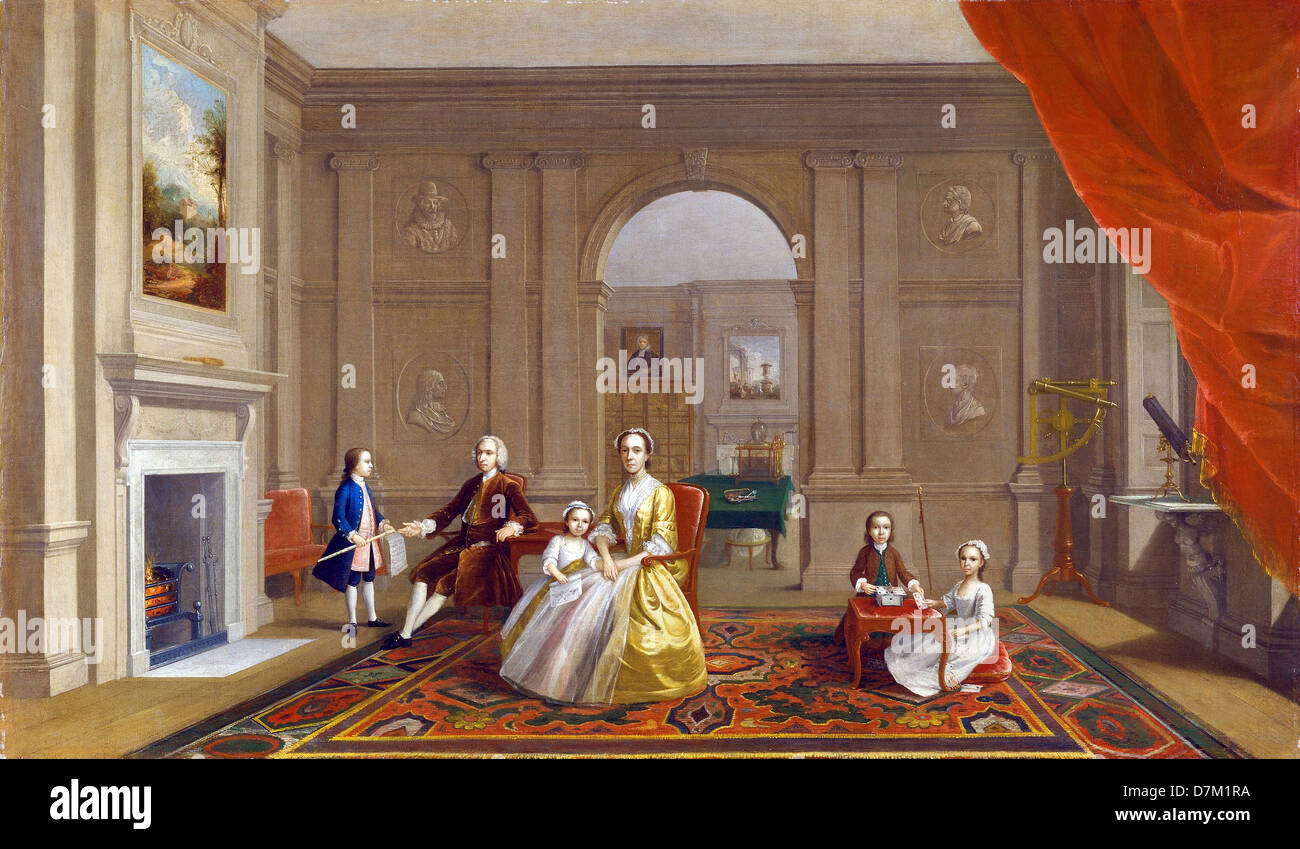 Arthur Devis, John Bacon famiglia 1742-1743 Olio su tela. Yale Center per British Art di New Haven, Connecticut, USA. Foto Stock