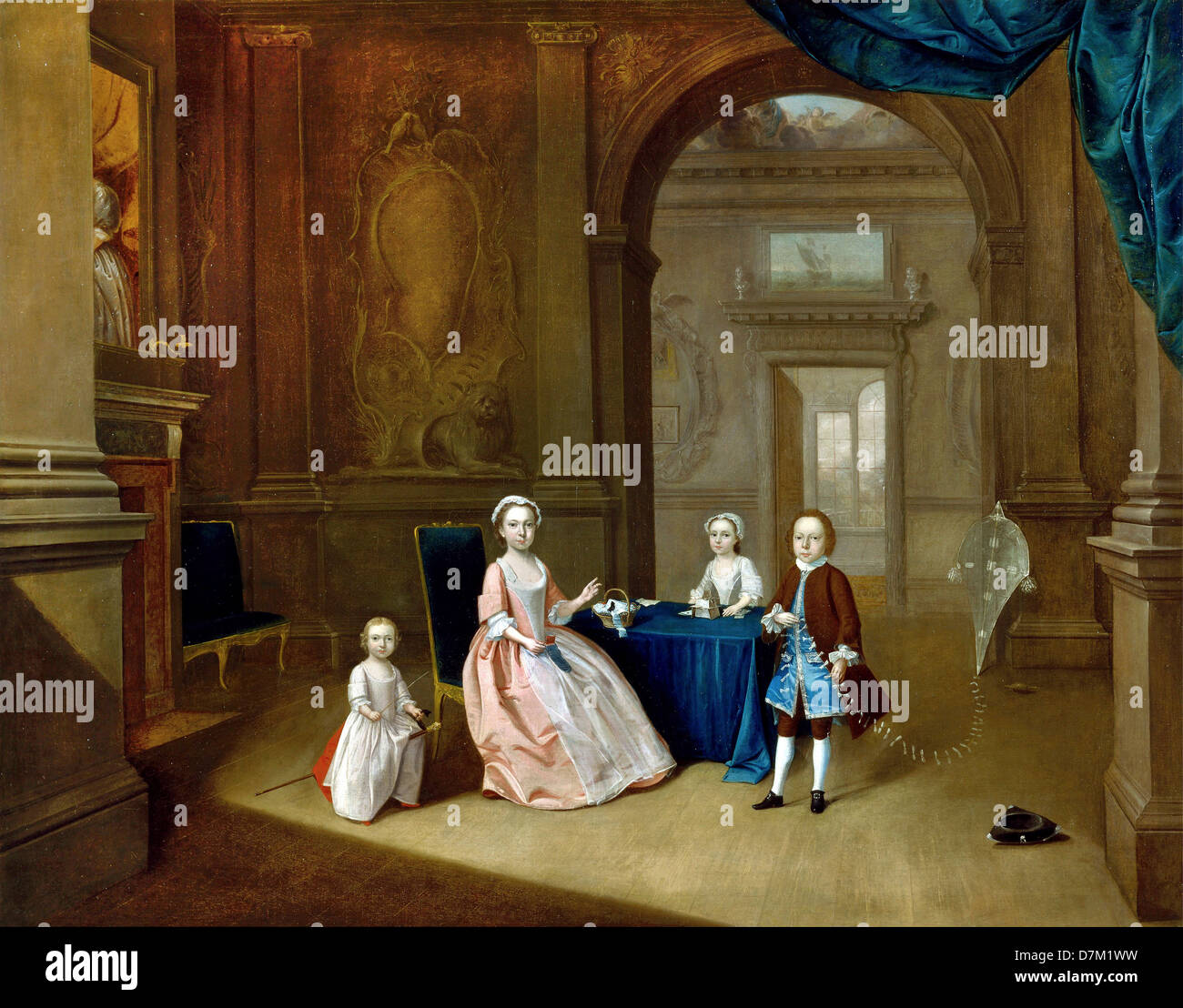 Arthur Devis, bambini in un interno 1894 olio su tela. Yale Center per British Art di New Haven, Connecticut, USA. Foto Stock