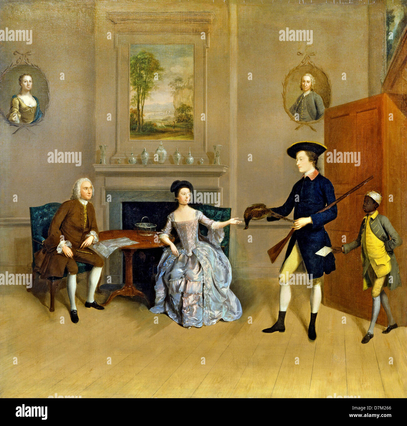Arthur Devis, John Orde, sua moglie Anna e suo figlio primogenito William 1754-1756 Olio su tela. Yale Center per arte inglese Foto Stock