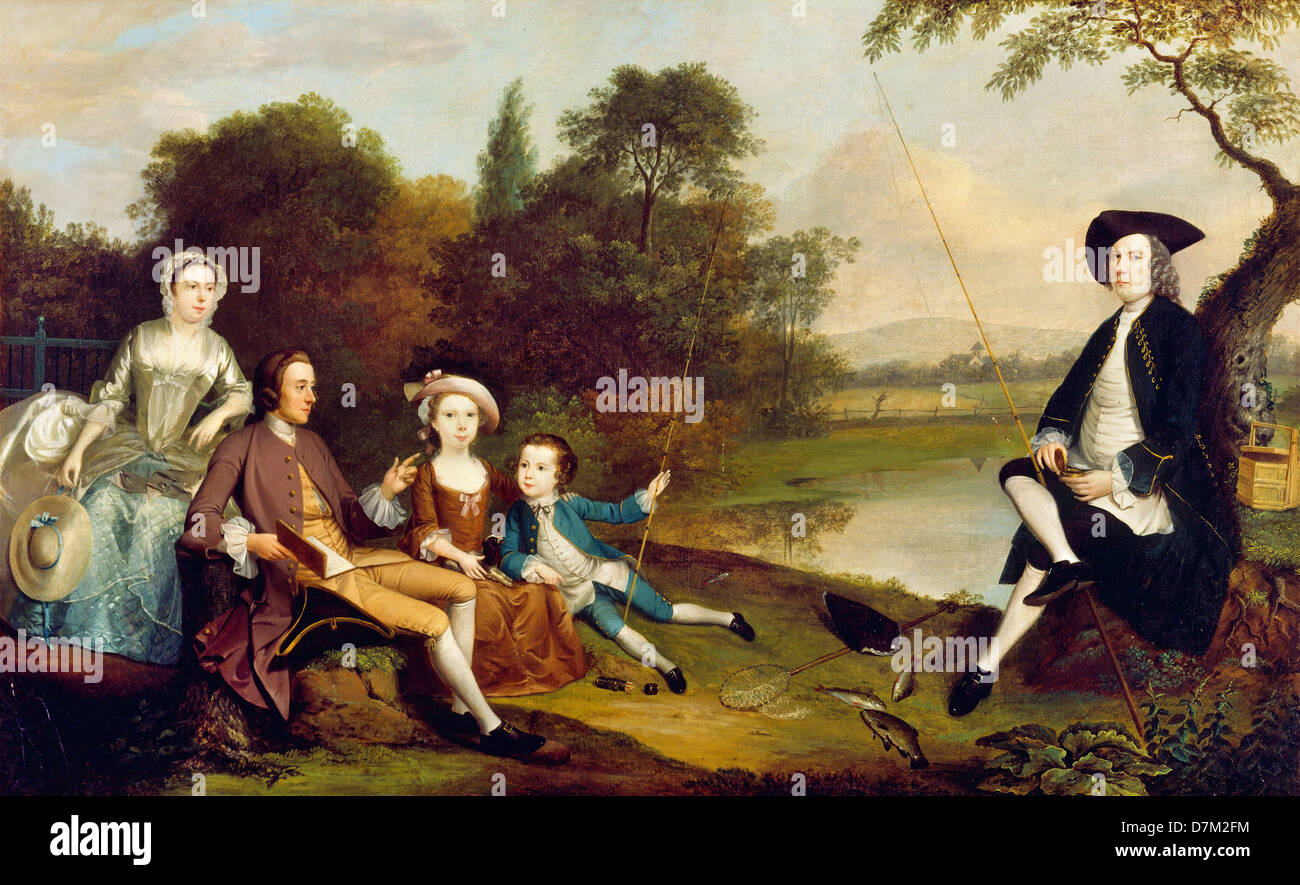 Arthur Devis, Ritratto di una famiglia, tradizionalmente noto come il Swaine Famiglia di Fencroft, Cambridgeshire 1749 olio su tela. Foto Stock