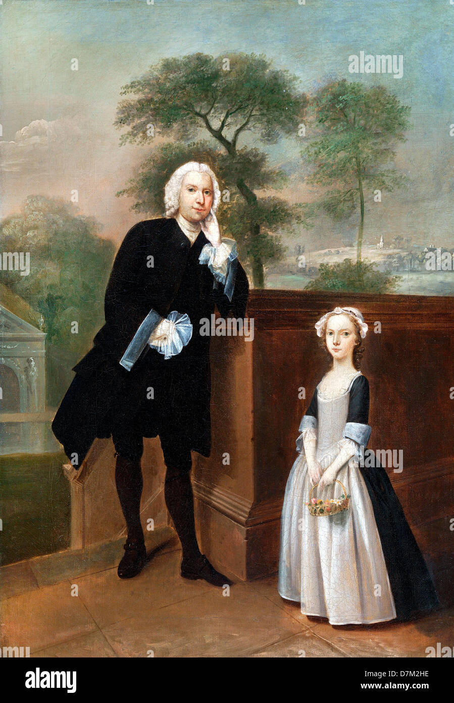 Arthur Devis, un uomo sconosciuto con sua figlia 1746-1748 Olio su tela. Yale Center per British Art di New Haven, Connecticut, Stati Uniti d'America Foto Stock