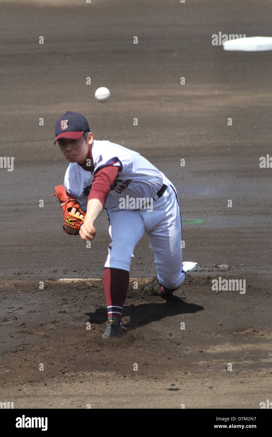 Yuki Matsui (Toko Gakuen), 3 maggio 2013 - Beseball : Yuki Matsui di Toko Gakuen piazzole durante la prefettura di Kanagawa High School Baseball Torneo di primavera semifinale partita tra Nichidai-Fujisawa 1-11 Toko Gakuen a Hodogaya Kanagawa Shimbun Stadium di Yokohama Kanagawa, Giappone. (Foto di Katsuro Okazawa/AFLO) Foto Stock