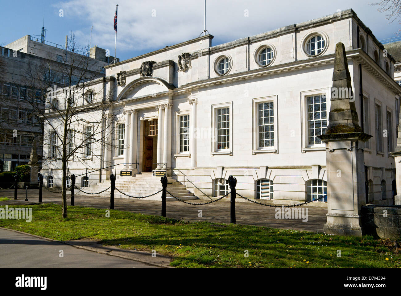 Registro di sistema edificio, cathays park, Cardiff, Galles. Foto Stock