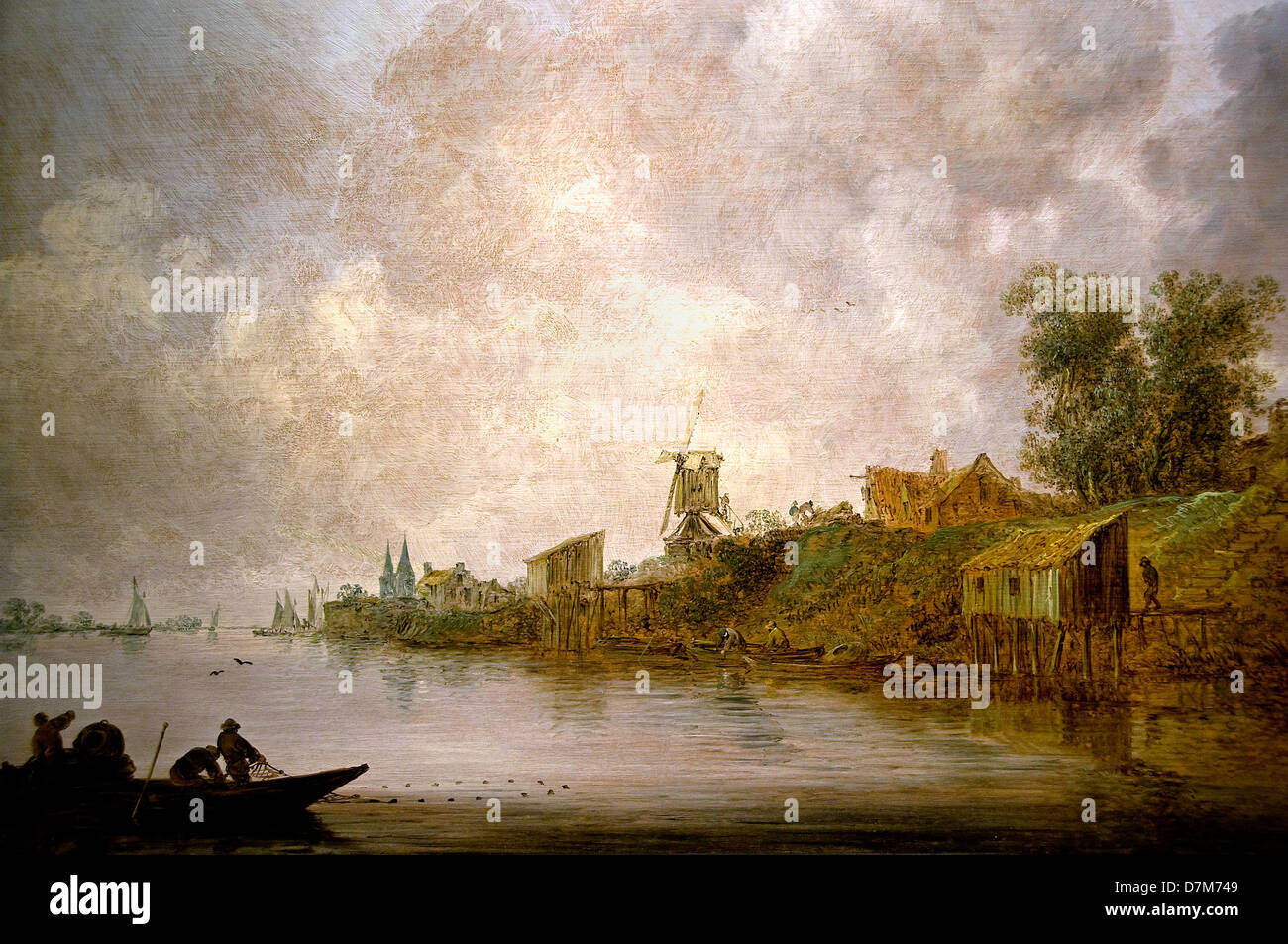 Jan Josephsz. van Goyen 1596-1656 olandese Paesi Bassi 1642 paesaggio fluviale di barche da pesca Museum Foto Stock