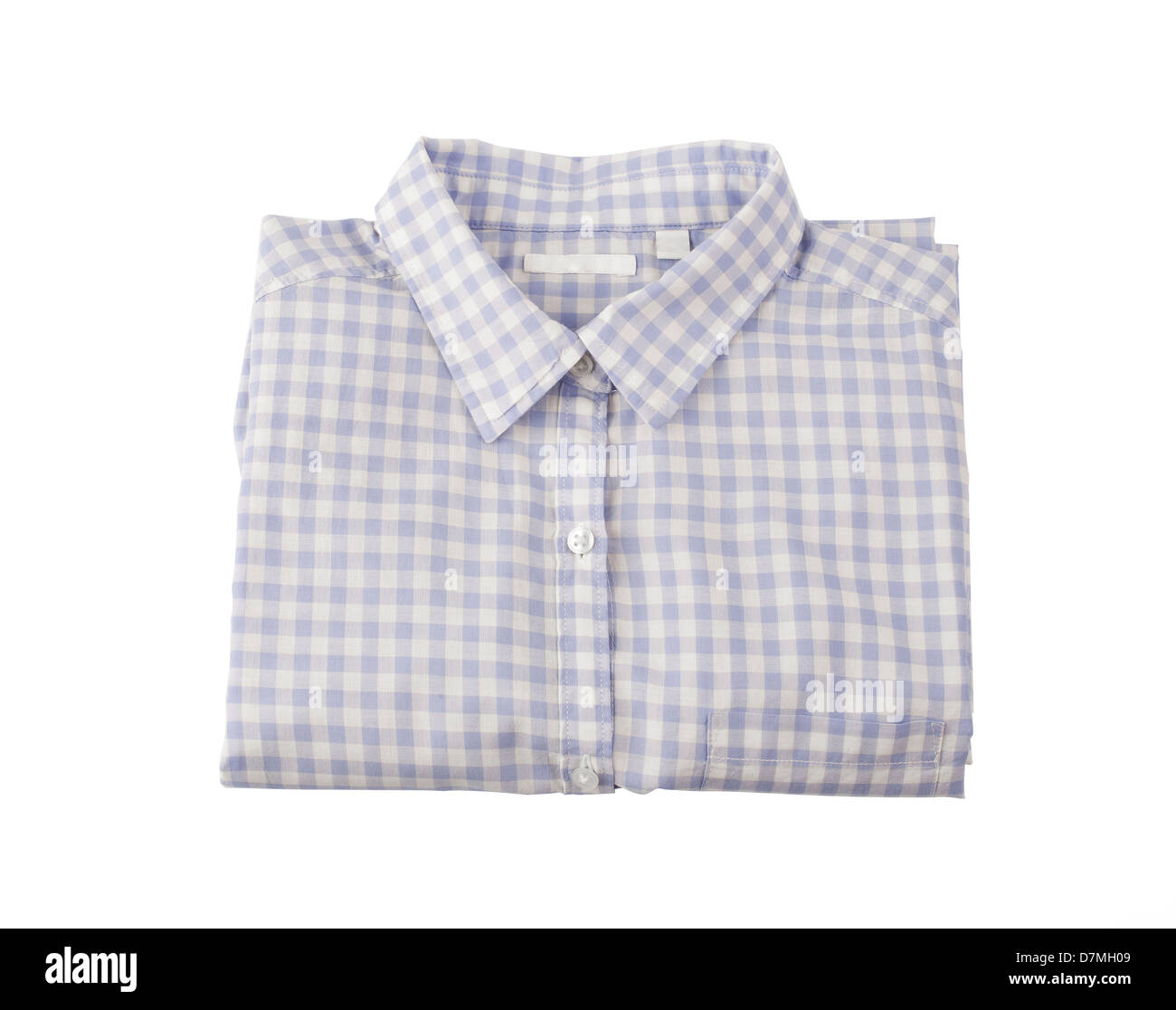 Blue plaid shirt isolati su sfondo bianco Foto Stock