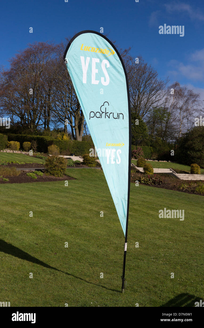 La linea di partenza di Barrow Parkrun in Barrow parco pubblico Foto Stock